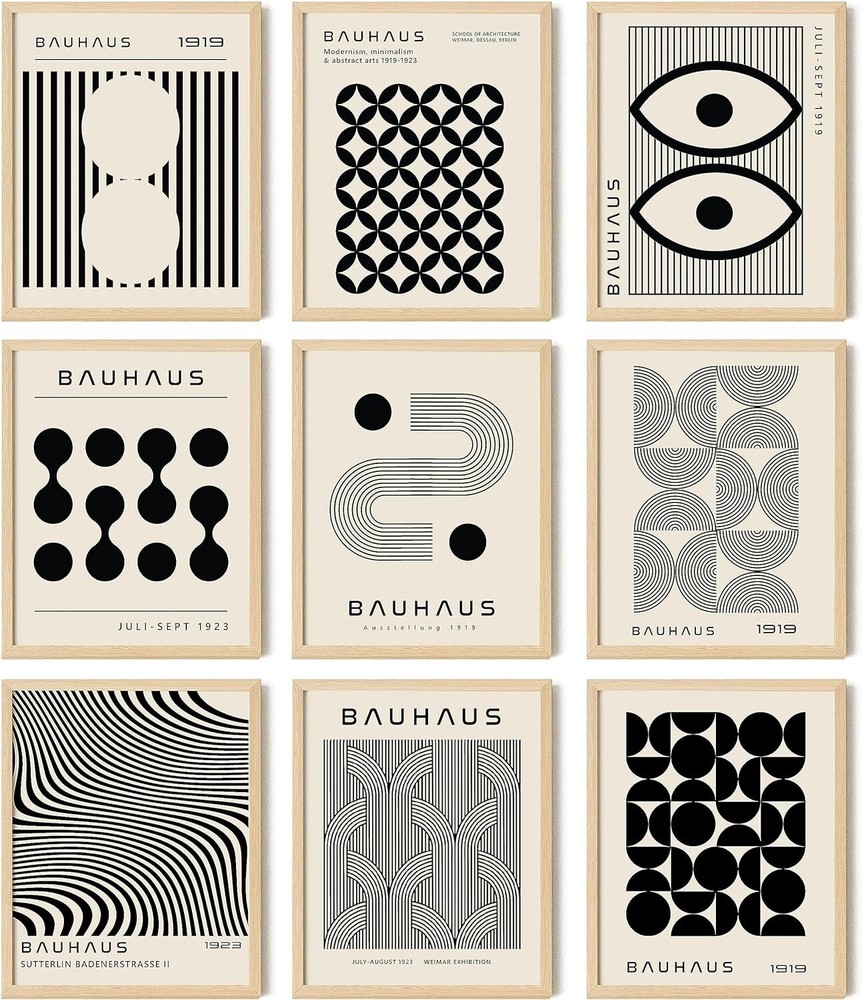 Bauhaus Poster Mid Century Modern Wall Decor Abstract Geometric Wall Art Bauhaus