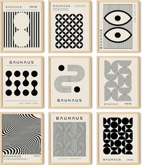 Bauhaus Poster Mid Century Modern Wall Decor Abstract Geometric Wall Art Bauhaus