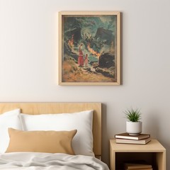 Vintage DRAGON SLAYER Wall Art, Warrior Mom Fantasy Decor, Sword Reptile Poster