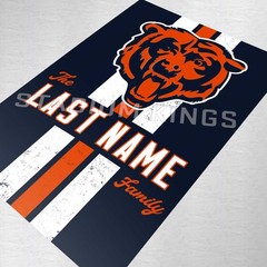 Personalized Chicago Bears Custom Family Name Football Poster Art Print- 11×17