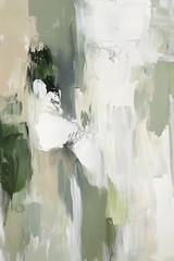 Abstract Olive Green Beige Oil Painting Print on Framed Canvas Wall Art, Neutral