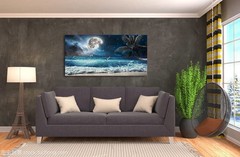 Yxbhhym Moon Ocean Decor Beach Wall Art Seascape Painting Sea Canvas Poster Prin