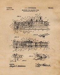 Classic Pie Making Baking Tool Patent Prints 4 (8×10) Art Decor Home Work Office