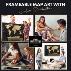 Travelization XL Scratch Off World Map with 196 Country 36″L x 24″W, Black