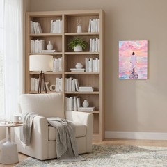 Framed Jesus Wall Art – Pink Jesus Walking on Water Canvas Decor, 12×16 Inch, Ch