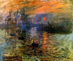 IMPRESSION SUNRISE 1872 RIVER BOAT PAINTING BY CLAUDE MONET REPRO