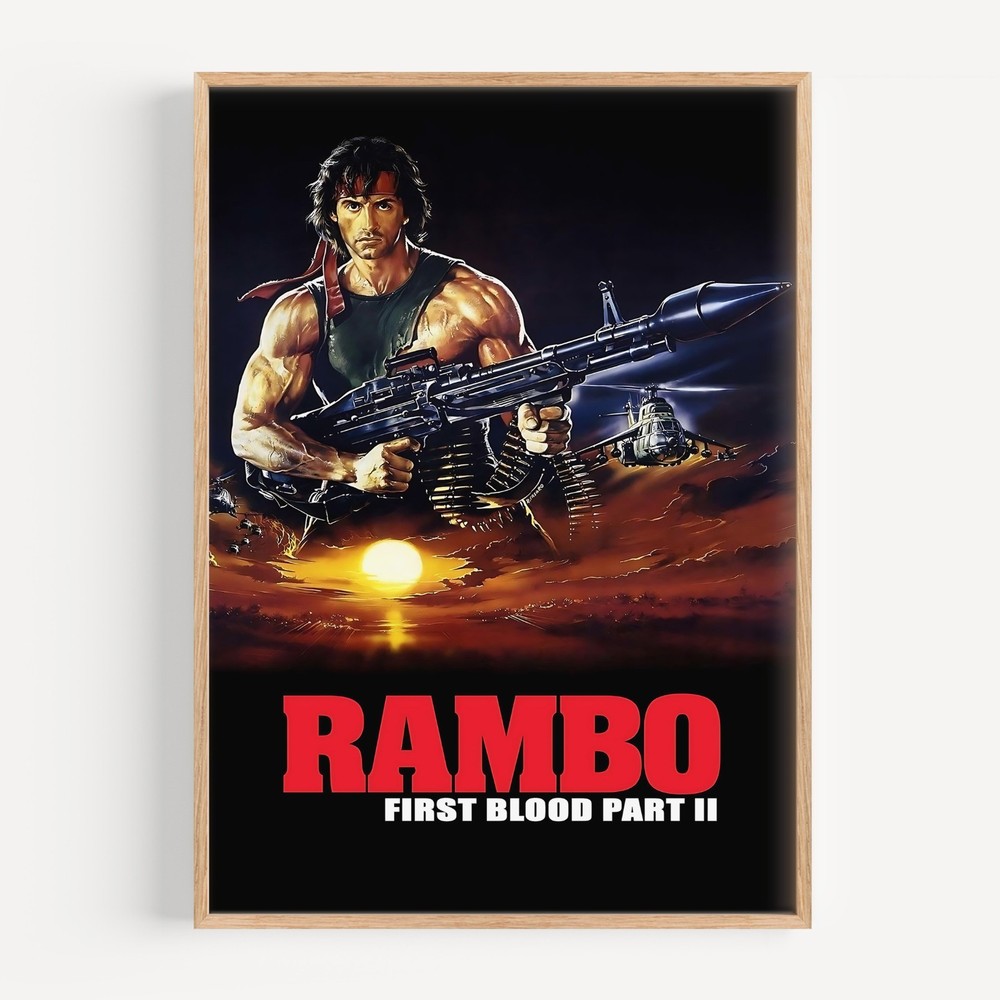 Rambo First Blood Part II (1985) Movie Poster Wall Art Print