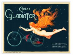 Cycles Gladiator c. 1895 Art Nouveau Vintage Nude Bicycle | Art Print Poster Ad