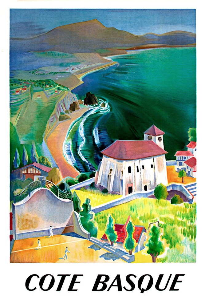 France Vintage Travel La Cote Basque Wall Art Home Decor – POSTER 20×30