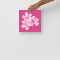 Watercolor Pink Flowers Poster 10 x 10 Inch Matte 3 Flower Bunch
