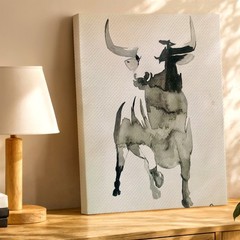 Wall Art Abstract Antelope Watercolor Painting Black Gray Animal Print Decor
