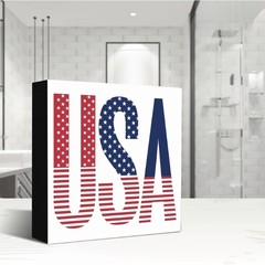Patriotic American Wooden Box Sign Stars and Stripes Home Decor 5*5in