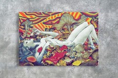 Psychedelic Mushrooms Trippy Shroom Painting Framed Canvas Wall Art Print Hippy