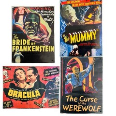 Used Movie Poster Lot Universal Monster, Frankenstein, Dracula, Mummy, Warewolf
