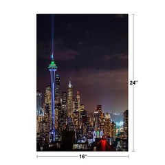 Illuminated Cityscape Seattle Washington Photo Photograph Poster 24×16