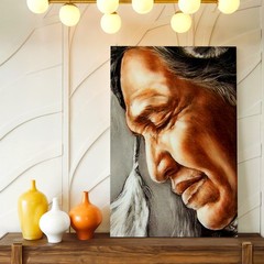 Wall Art Native American Elder Portrait Canvas Print Rustic Southwestern Decor