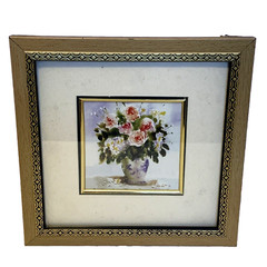 Floral Watercolor Print Framed Greenbrier International Double Matted Flower 10″