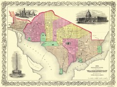 Historic City Map – Georgetown Washington DC – Colton 1856 – Vintage Wall Art