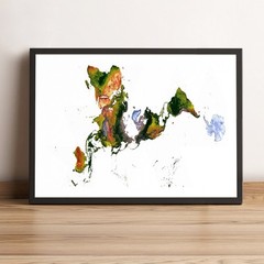 World Map, Fuller Projection World Map, Printed and Framed World Relief Map