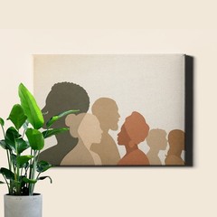 Abstract layered profile silhouettes in earth tones Canvas Art modern figures
