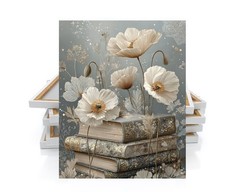 16×20 Books and Poppies Canvas Print Wall Art