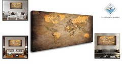 High Definition Vintage World Map Canvas Art – Perfect for Home Office 24x48in