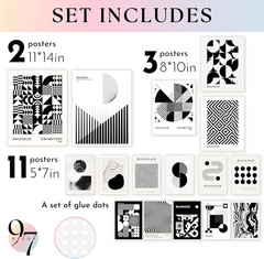 LARGE 11X14 Bauhaus Wall Art Prints – Large Abstract Wall Art Decor, Mid Century