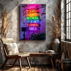 Neon Motivational Quote Sign Colorful LED Style Wall Art Aesthetic Room Print