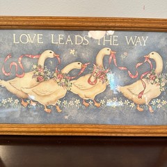 VTG 1990s Stenbo Geese + Ribbons Cottagecore Grannycore Farmhouse Framed Print