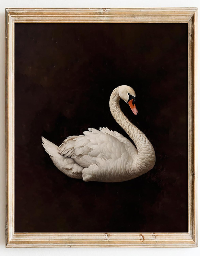 Vintage Wall Art Decor – Classical Dark Swan Canvas Art Prints – Nursery Wall De