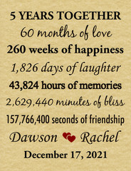 5 Year Anniversary Gift For Wife 5th Anniversary Gift Wedding Anniversary Gift