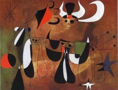 Characters in the Night Surrealist Abstract Wall Art Print by Joan Miró Modern