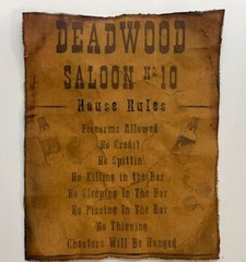Deadwood Poster Saloon House Rules, Old Wild West Bar, Western History, Tavern