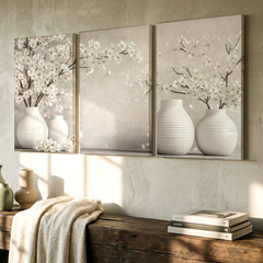 3 Pieces Elegant Floral Still Life Large Wall Art Set for Bedroom Set Of 3