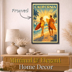 California Vintage Travel Poster 11×17 Framed Retro Wall Decor Art Gift