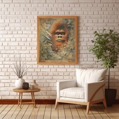BIGFOOT FLOWER JUNGLE Wall Art, Retro Sasquatch Botanical Poster, Cryptid Decor