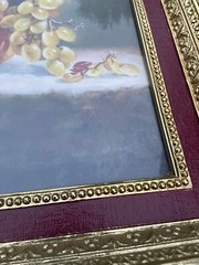 Di Giacomo Signed Gold Gilded Framed Art Print Angle With Flowers 30.5×24.5”