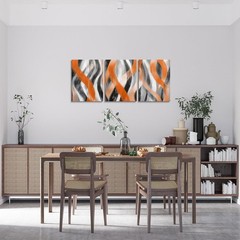 Geometric Stripes Wall Art 3 Piece Modern Abstract Wall Decor Black Grey Oran…