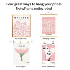 QIAOMICS Pink Flower Market Wall Art Prints,Cute Matisse 8 x 10 inches, A