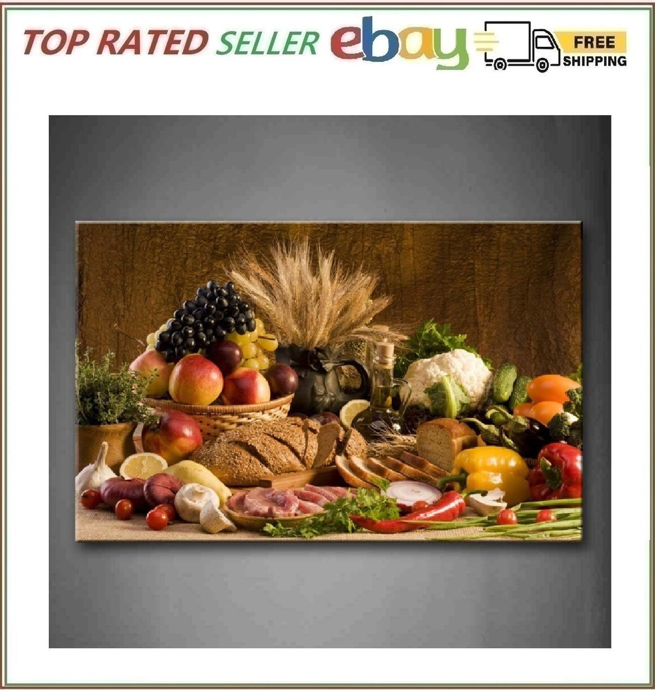 Food Wall Art Fruit Canvas Dining Room Brown Picture Kitchen Wall Decor Vario…