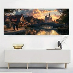 Panoramic European Countryside Painting Canvas Wall Art Home Décor Picture