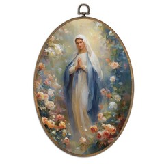Christian Mother Mary Oval Wall Art, Catholic Mary Framed Canvas Prints Artwo…