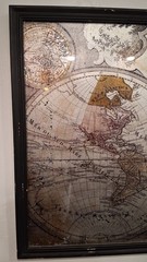 18th Century Mirrored Glass Map «MAPPA TOTIUS MUNDI». FRAMED / Distressed Wood.