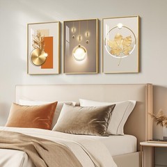 Framed Modern Luxury Gold Wall Art, Set of 3 Piece Contemporary Paintings Art…