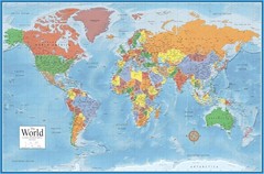 Laminated World Classic Premier Wall Map Poster, 24×36 Inches, Political Design