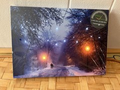 Small Canvas LED Light Up Picture w/Timer Stand/Hang Romantic Snowing Scene
