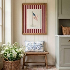 Vintage American Flag Print, Rustic Patriotic Americana Wall Decor