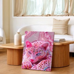 Wall Art Pink Leopard Canvas Print Glitter Animal Poster Sparkly Cat Home Decor