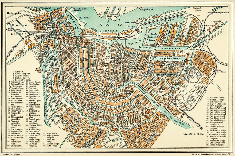 Amsterdam Netherlands Vintage Antique Style Map Poster 24×36 inch