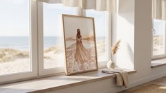 Woman in Dress Watercolor Poster Terracotta Abstract Landscape Wall Art Print